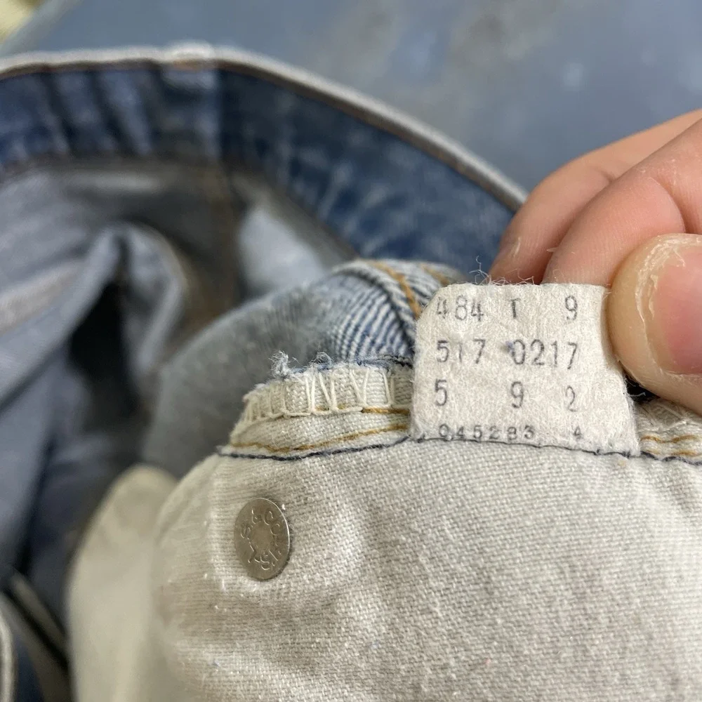 Vtg 70s Levis 517 Jeans Mens 36x32 (fit 36x28) Raw Hem Bootcut TALON Whiskers